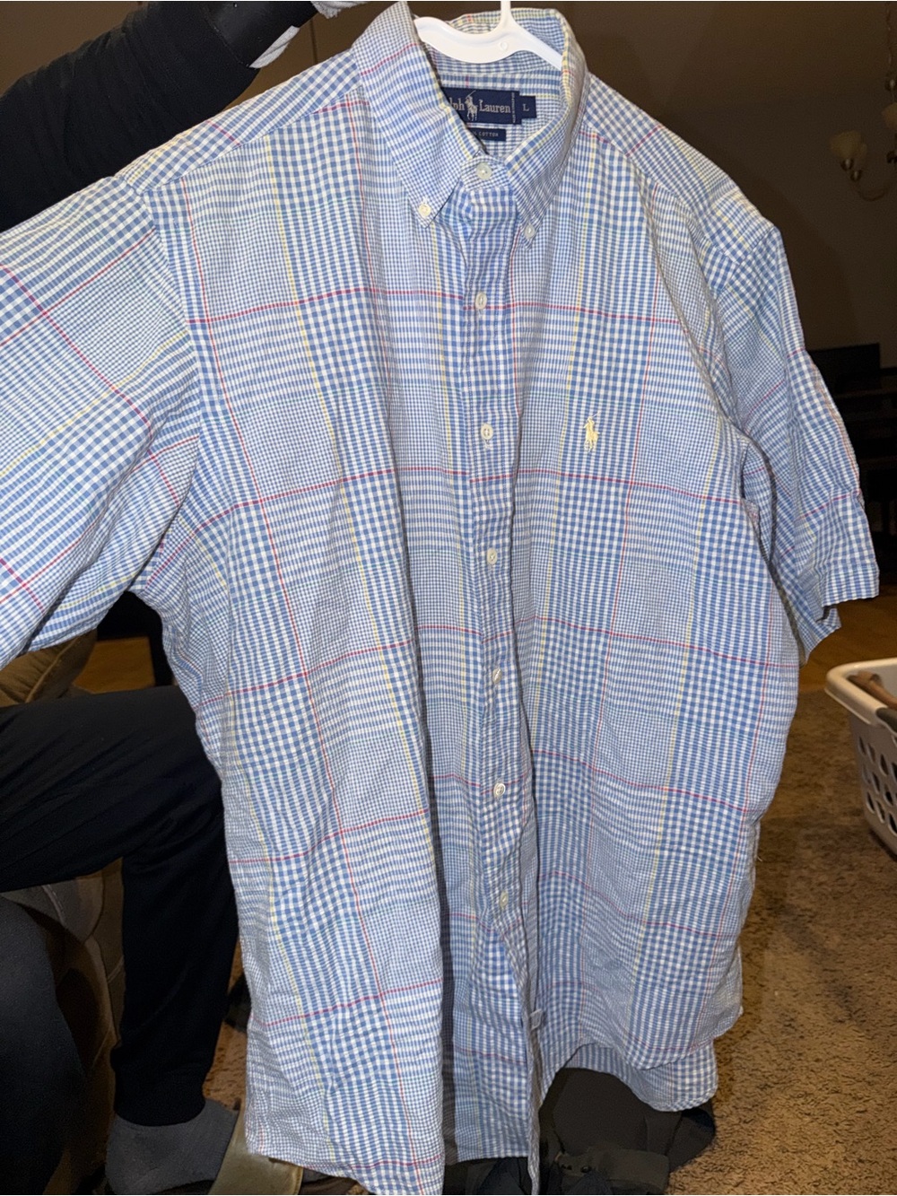 Polo by Ralph Lauren Light Blue Plaid Short-Sleeve Button-Down Shirt